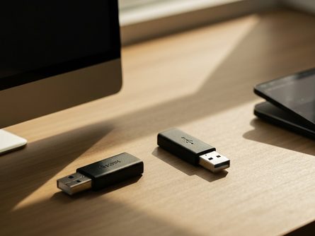 책상 위에 놓인 은행 통장, 계산기, 공인인증서 USB, 금융 서류