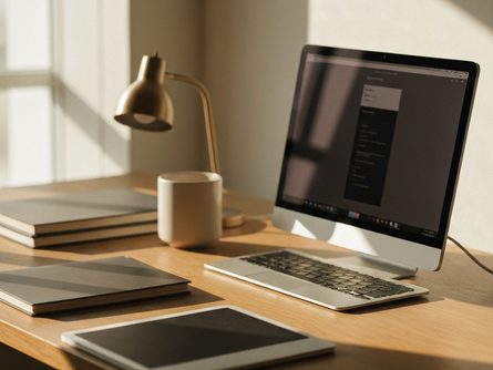 스마트폰을 손에 들고 신용대출 앱 화면을 보고 있는 모습, 배경에는 신용카드와 계산기가 흐릿하게 보임