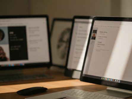 손으로 잡은 연금통장과 계산기 클로즈업, 흐릿한 사무실 배경